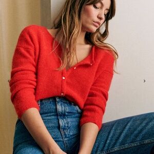 NWT Sezane Gaspard Cardigan Kid Mohair Red S